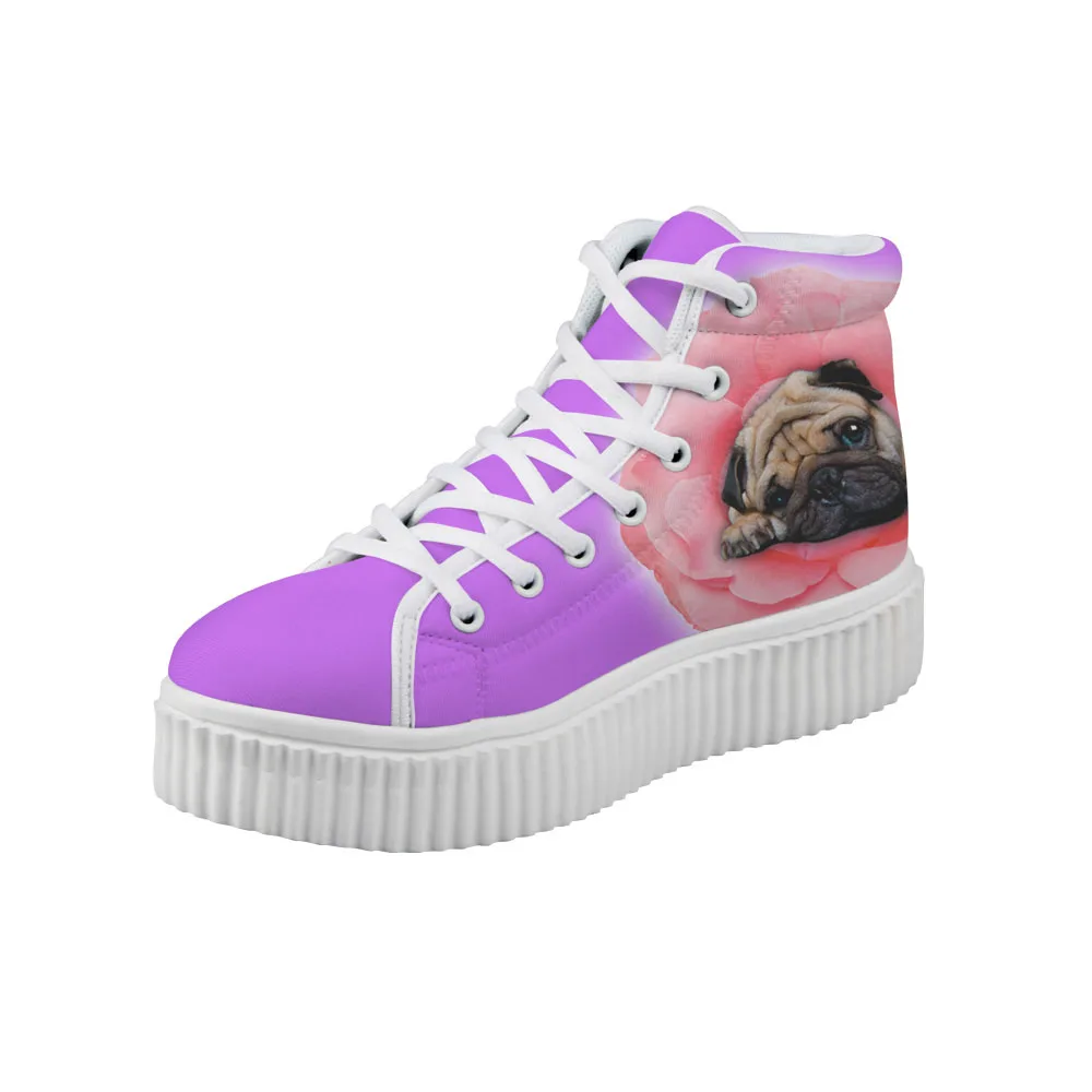 

Noisydesigns Girls Height Increasing Flat Platform Shoes Teenagers Casual Cute Pet Dogs Print High Top Lace up Ankle Boots