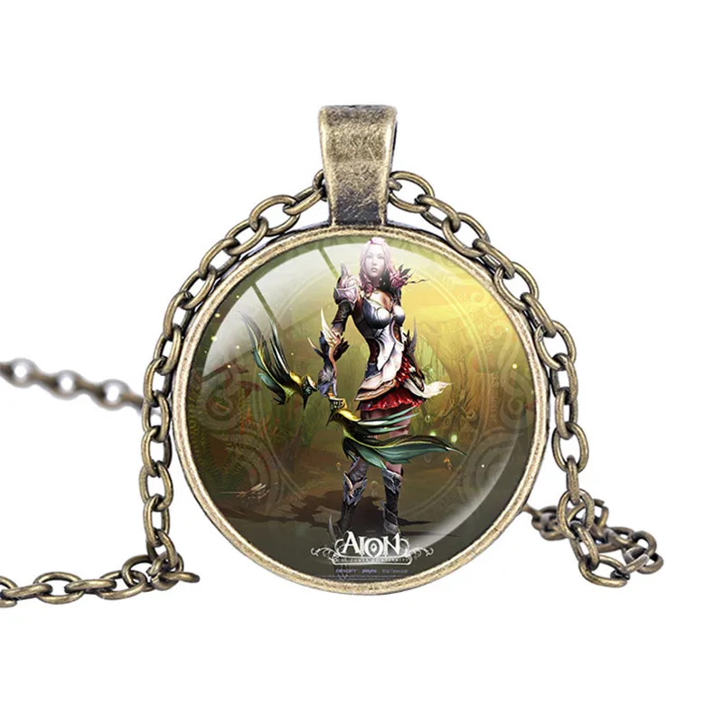 Aion Вдохновленный кулон ожерелье ручной работы видео игра стеклянный купол Дети