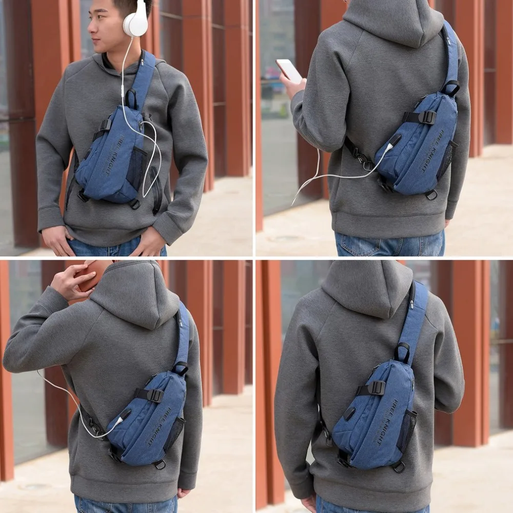 USB Charging Chest Bag Waterproof Casual Crossbody Travel Anti Theft Packs Shoulder | Спорт и развлечения