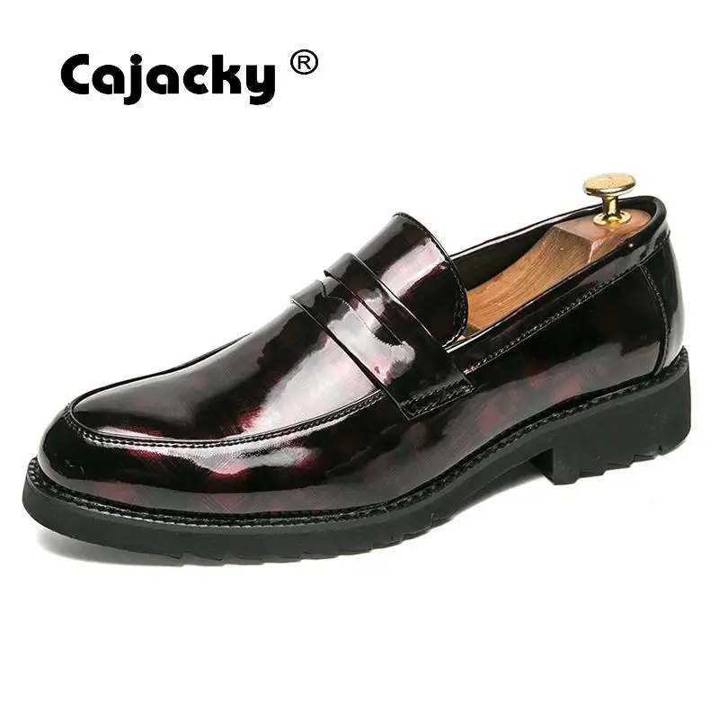 Cajacky/кожаные лоферы с блестками Мужские модельные туфли на высоком каблуке