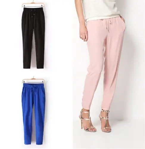 Модный новый пр женщин свободного покроя хлопок шаровары длинные Tousers размер L 4