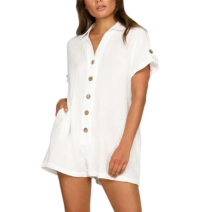 Женский комбинезон MIARHB однотонный Повседневный мини с v образным вырезом и