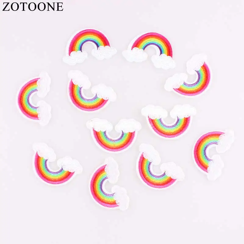 Недорогие милые радужные нашивки ZOTOONE оптовая продажа вышитые с аппликацией