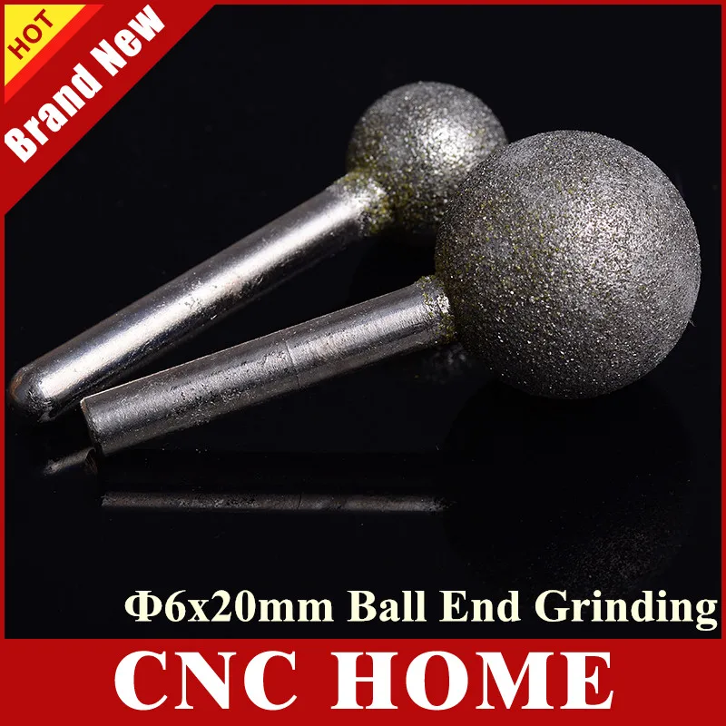 2 шт 20 мм Диаметр шаровой носовой конец алмазные шлифовальные заусенцы гранулы 6*20