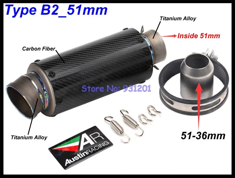 Inlet 51mm / 61mm Motorcycle Exhaust Pipe Muffler Escape Moto Universal for S1000RR S1000XR NC750X GSR 600 CB650F R1 R3 R6 etc. |