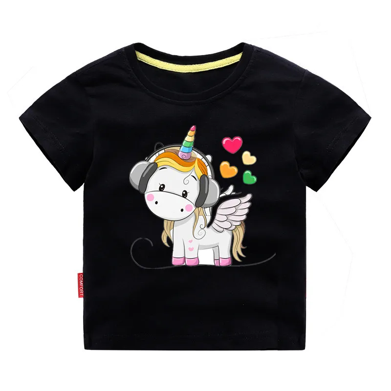 New Arrivals 2019 Summer Children's Cartoon Unicorn DMDM PIG Girl T-Shirt Vest Cotton Print Heat transfer | Детская одежда и