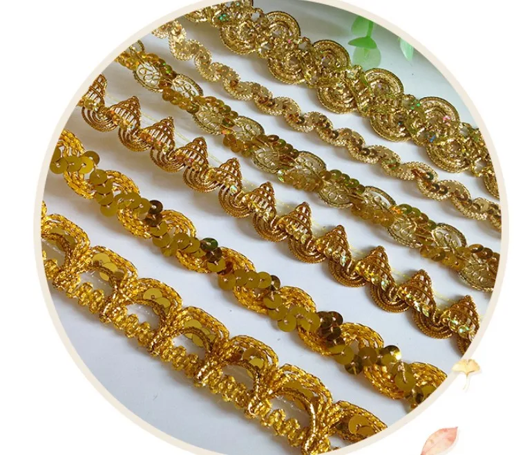 10 yard/lot 1-2.5cm width gold braid fabric embroidery tapes lace trim ribbon G33L477L180724D | Дом и сад