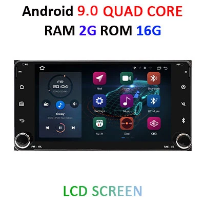 Android 9,0 DSP 64G ips экран 2 DIN gps для Toyota универсальный RAV4 COROLLA VIOS HILUX Terios Land Cruiser 100 PRADO радио без DVD - Цвет: 9.0 2G 16G LCD