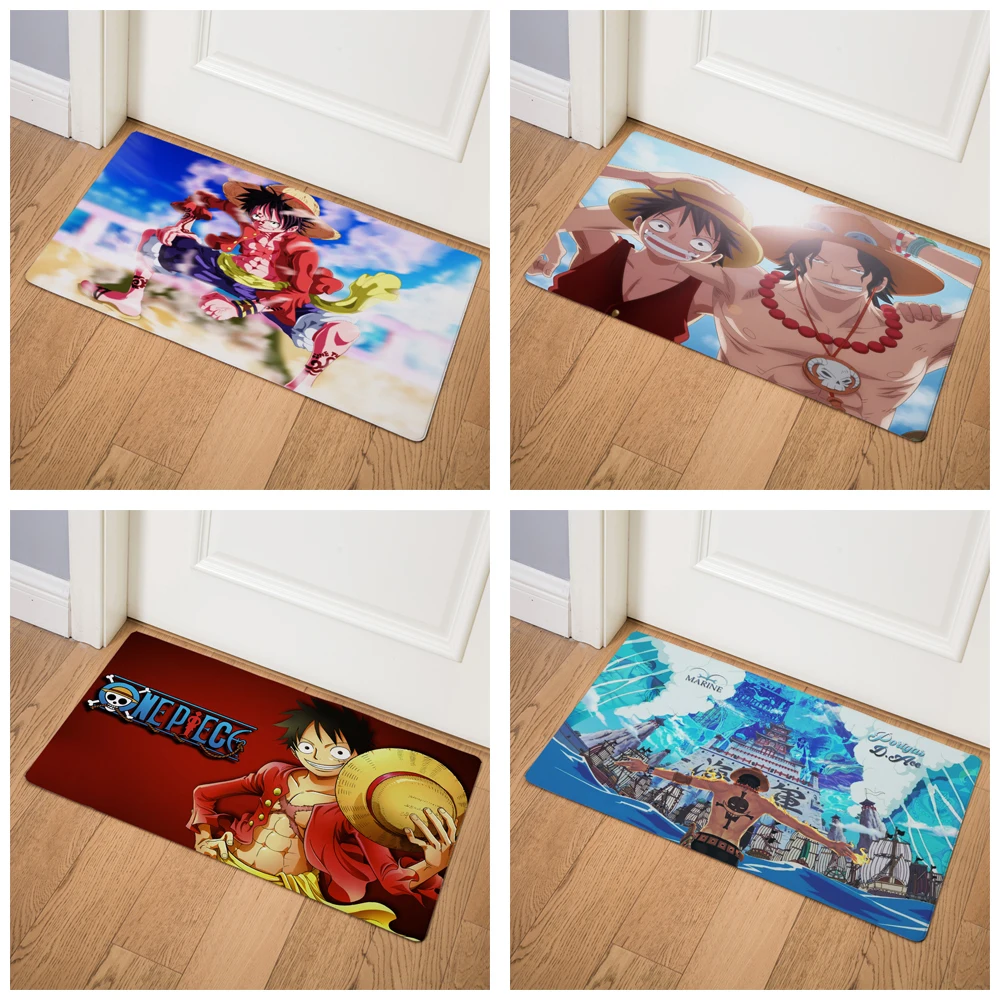 Цельнокроеный мультяшный напольный коврик Luffy Ace Нескользящие дверные коврики