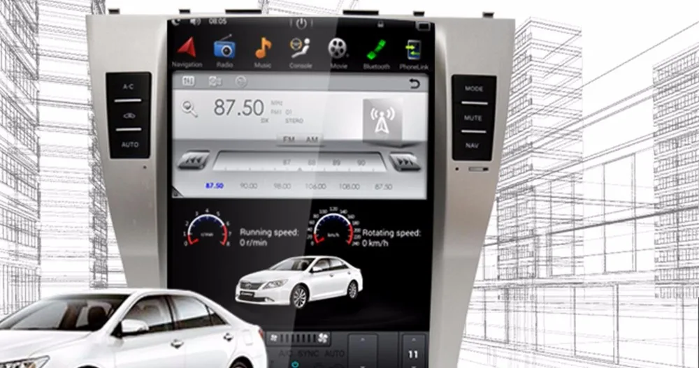 Вертикальный Экран Тесла Стиль Android 6,0 10,4 дюймов Автомобильный Gps для Toyota Camry 2 Din Радио Dvd навигации Мультимедиа 4 г