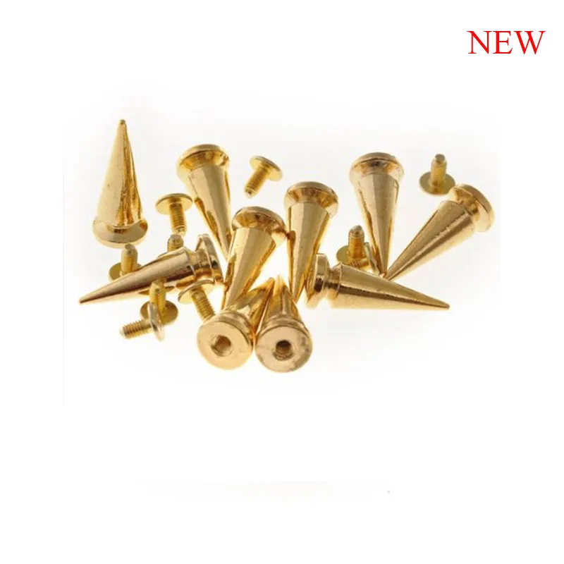 200 PCS Gold Spike Bullet Studs with Screwback Rivets Accessories