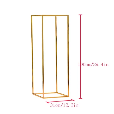 100cm gold plated Свадебный сценический фон центральный макет металлический Железный позолоченный геометрический прямоугольник квадратная рамка цветок стенд украшения реквизит - Цвет: 100cm gold plated