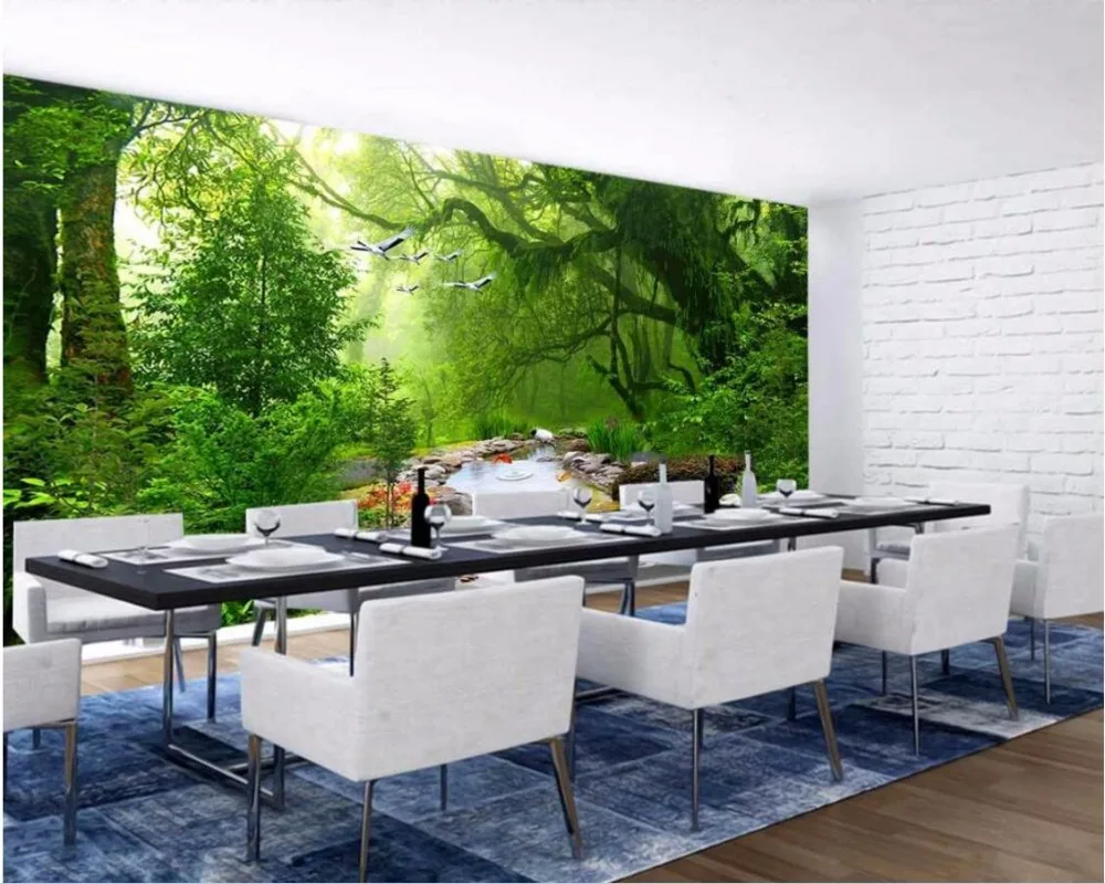 Фотообои на заказ 3d обои для зала вода течёт по дереву пейзаж живопись настенные