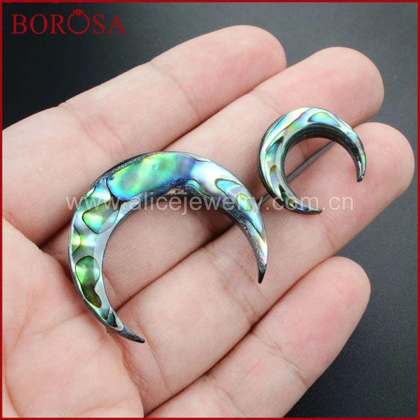 BOROSA 5 шт. Druzy ювелирные изделия оптовая продажа ракушка Abalone полумесяц бисер кулон