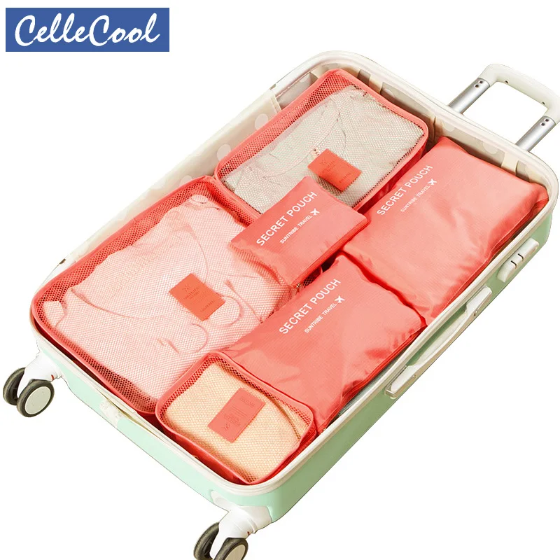 

Women Men 6PCS/Set Travel BagTravel Mesh Bag In Bag Luggage Organizer Packing Cosmetic Bag Cube Organiser for Clothing