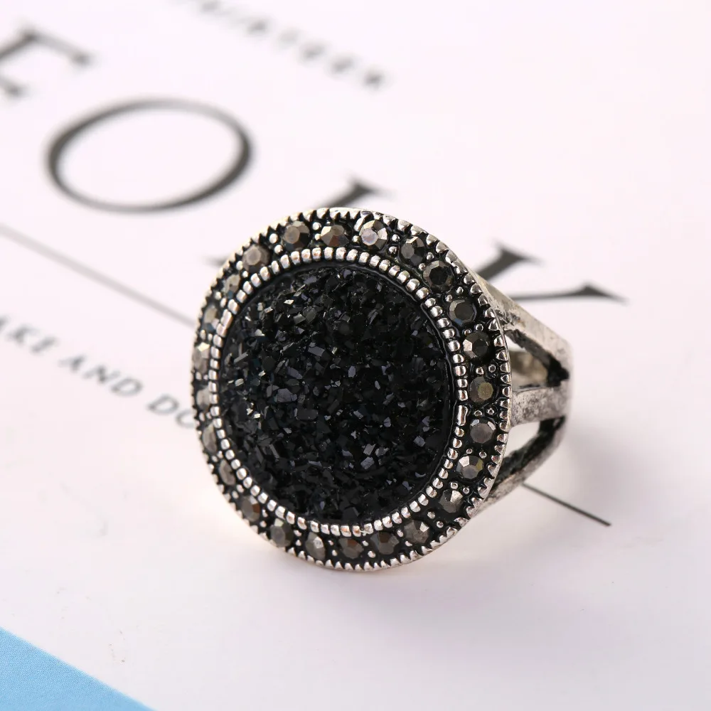 2018 Новая мода Панк Черный Драгоценный Камень Посеребренные стразы унисекс