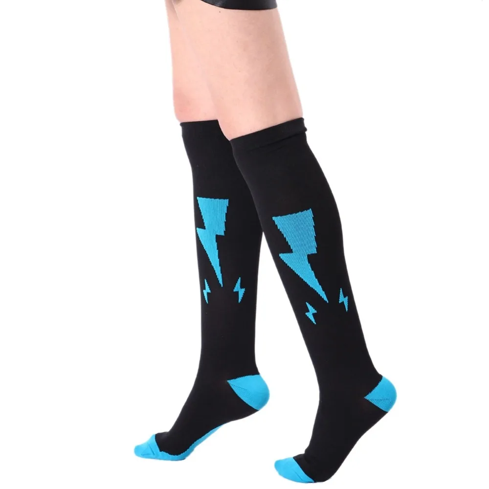 Женские и мужские длинные Компрессионные носки с принтом по колено