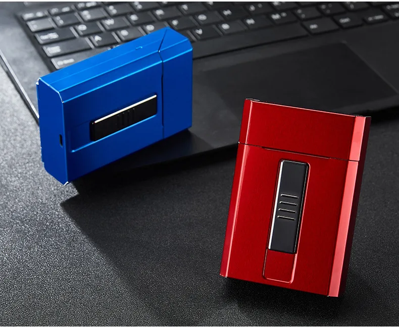 1 шт. металлический чехол для сигарет с электрической зажигалкой USB Перезаряжаемый для 20 шт сигарет King size водонепроницаемый DH-9009