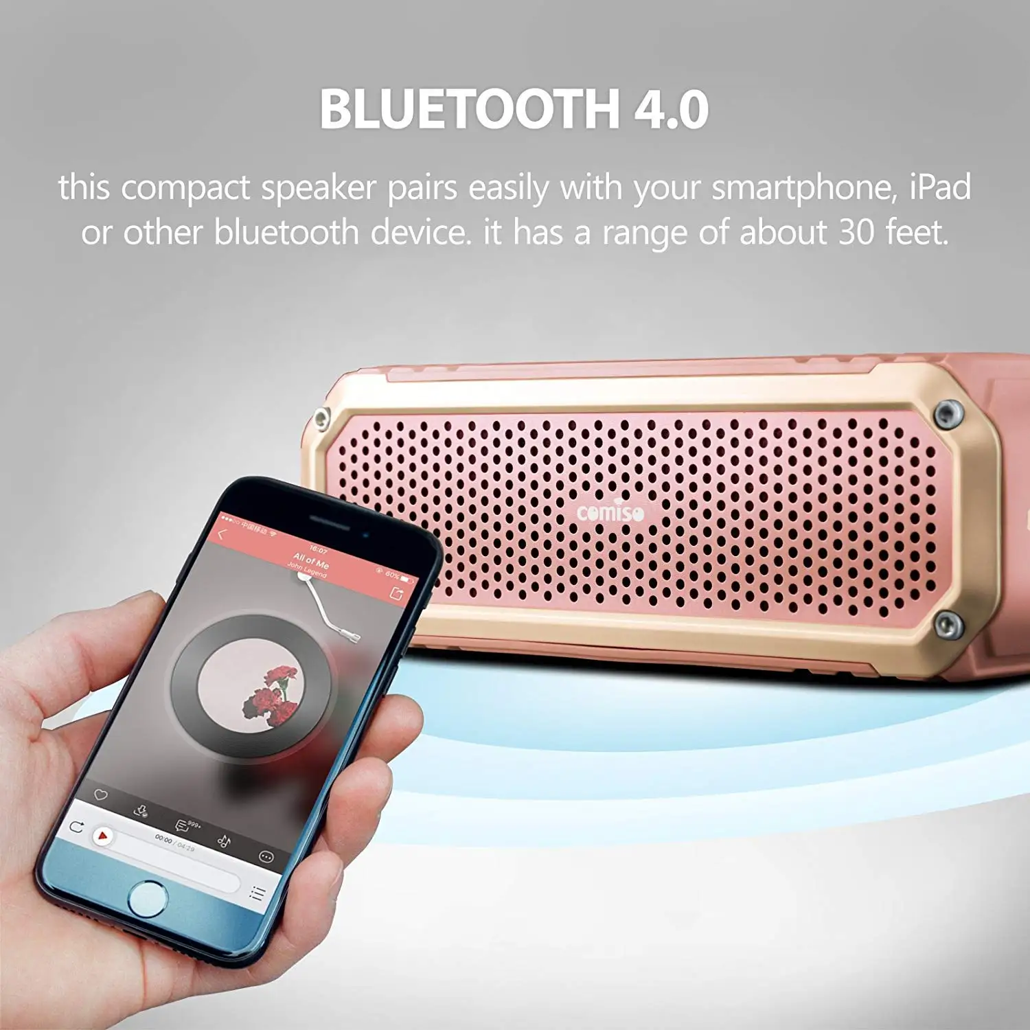 COMISO Bluetooth динамик s с подсветкой, громкий двойной драйвер беспроводной Bluetooth динамик с HD аудио