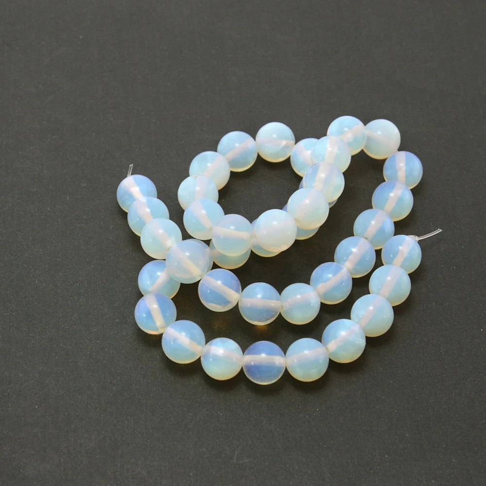 Натуральный синтетический камень гладкий белый опал кварц свободные бусины 4-10