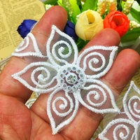 gxinug 10x chiffon 3d cotton diamond flower embroidered lace trim ribbon fabric handmade diy wedding dress sewing supplies craft