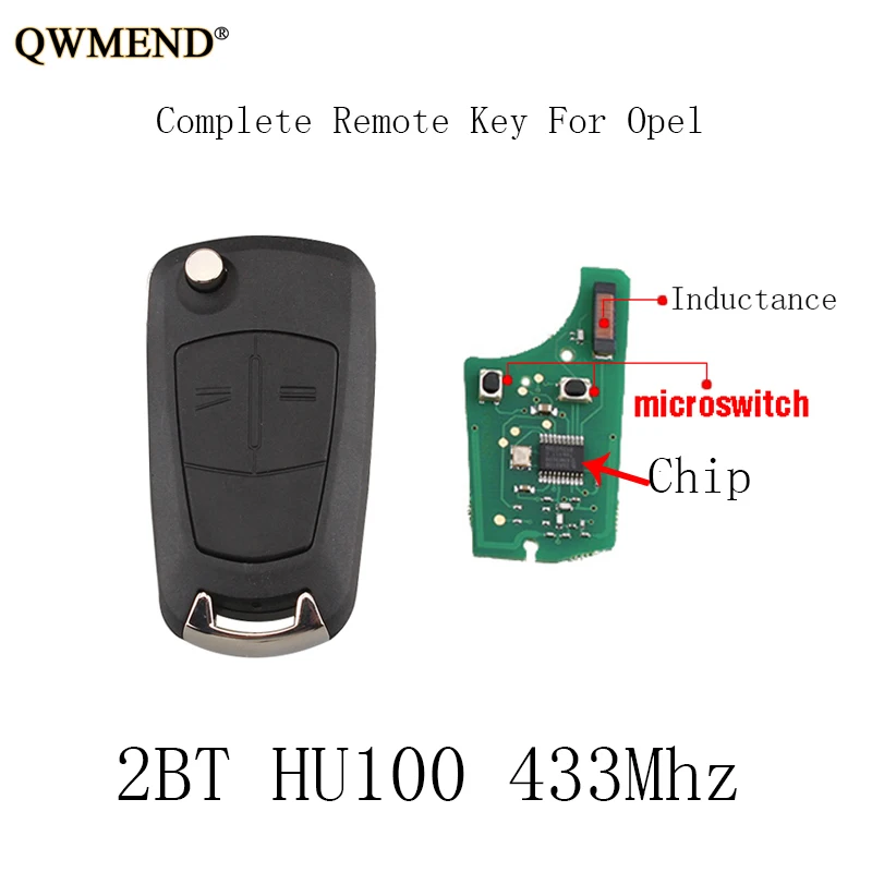 Qwmend 2 кнопки PCF7946/PCF7941 Чип дистанционного ключа для Vauxhall Opel Astra H Zafira B 2005 2006 2007 2008 2009 2010 433 МГц