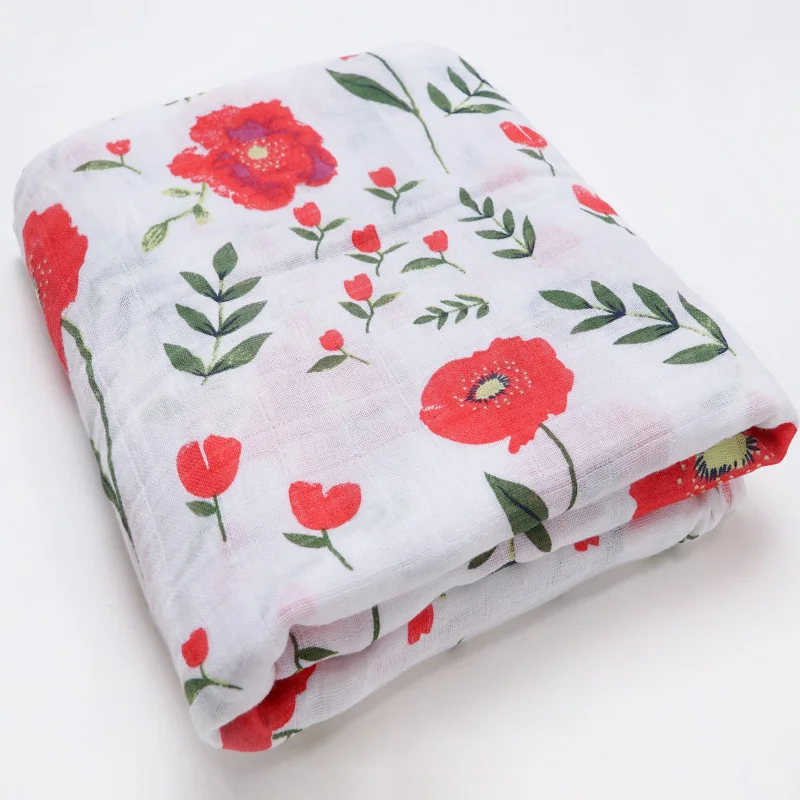 Red flowers Новинка; хлопковые Супермягкие подгузники из муслина; детское одеяло; Банное полотенце; пеленка; аксессуары для детской кровати; детское одеяло для новорожденных - Цвет: Red flowers