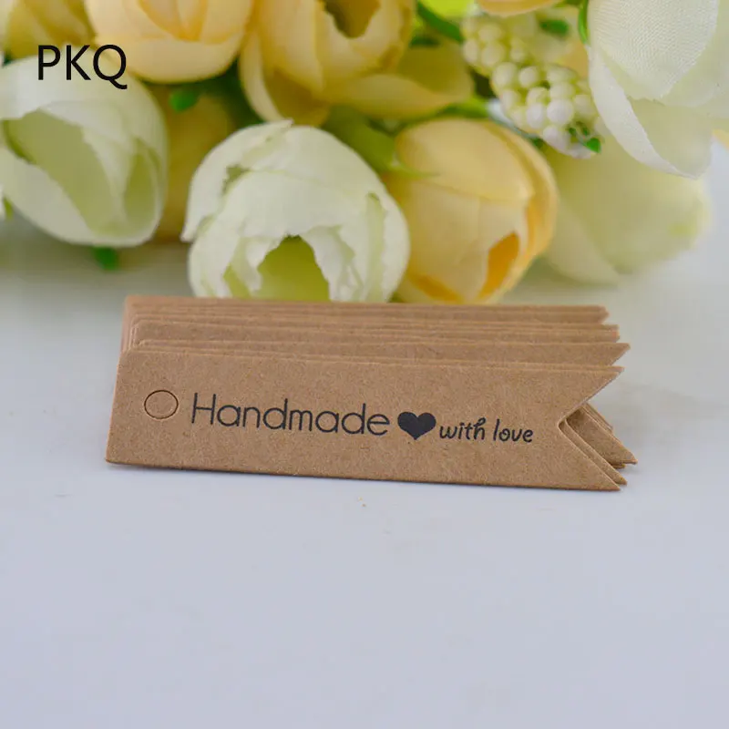 Handmade with love 500 шт/партия небольшая крафт-бумага повесить Жетоны для одежды багажные этикетки Марка Подарочные бумажные бирки спасибо, наилучшие пожелания, с днем рождения, для вас - Цвет: Handmade with love