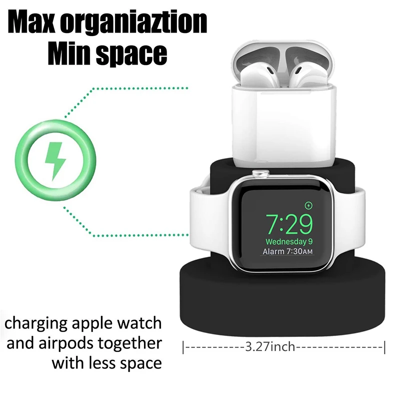 Fivetech 2 в 1 силиконовый держатель для Apple Watch/Airpods зарядная подставка для Apple Watch Series 4/3/2/1 маленький держатель для Airpods