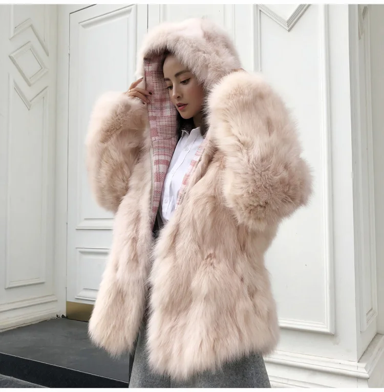 OFTBUY 2019 роскошная зимняя куртка для женщин парка из натурального Лисьего меха