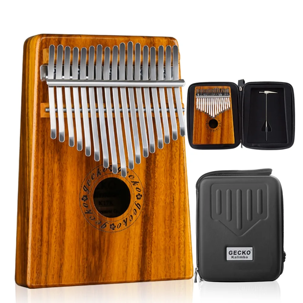 GECKO Kalimba 17 клавиш Акация(КоА) большой палец пианино и EVA высокая производительность защиты коробка, тюнинг молоток, профессиональные модели K17K