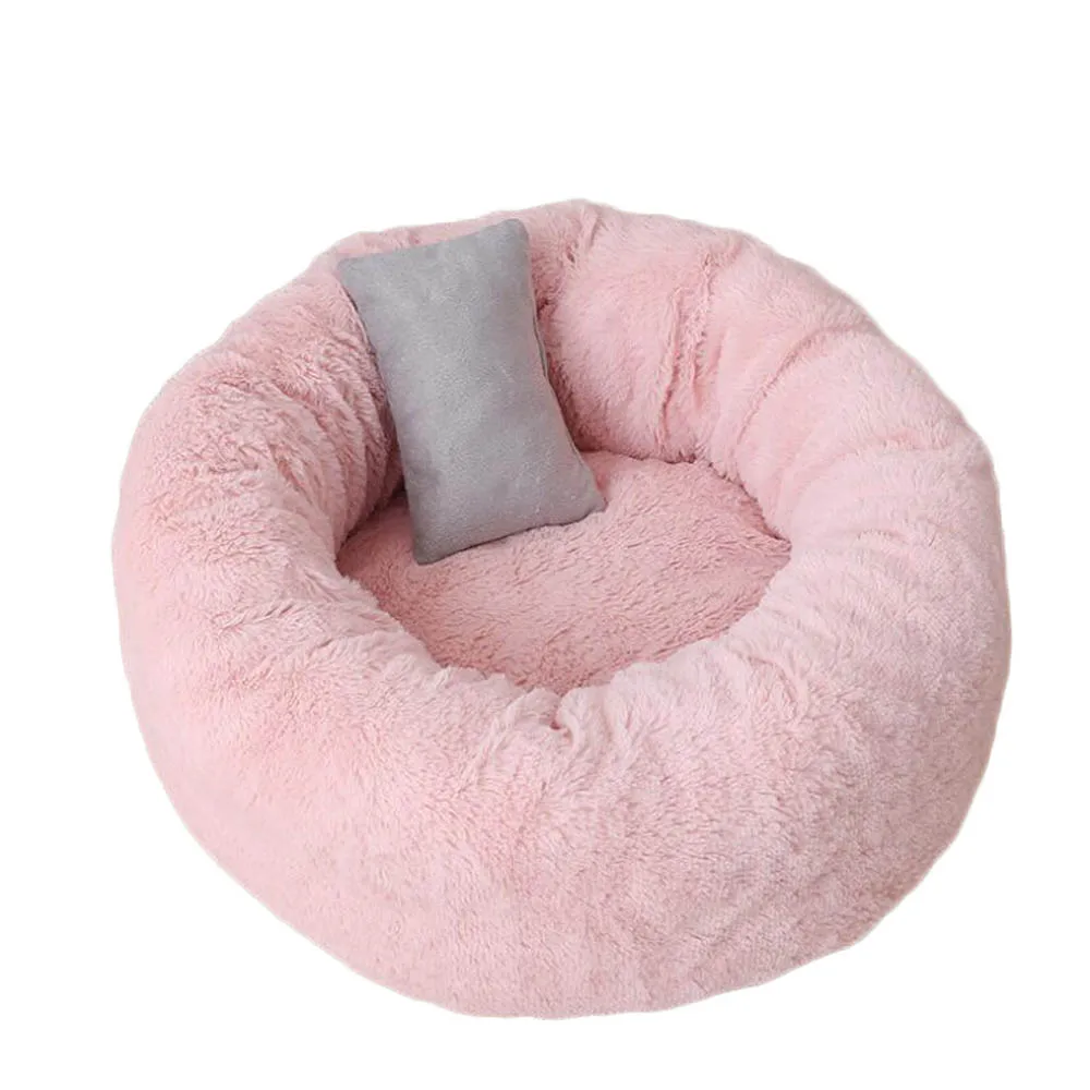 Роскошный ворс из искусственного меха пончик Cuddler круглый пончик клетка для кошек питомник собака подушка кровать машинная стирка водонепроницаемое дно