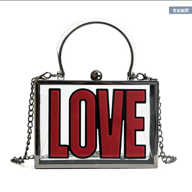 2019 Женская сумочка роскошная сумка мессенджер прозрачная с надписью love летние