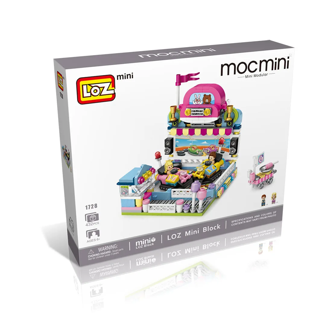 1728 with box Лоз мини-блоки игровая площадка прыгающая машина бампер автомобиль игрушки карусель пластиковые блоки образовательные DIY архитектурная модель - Цвет: 1728 with box