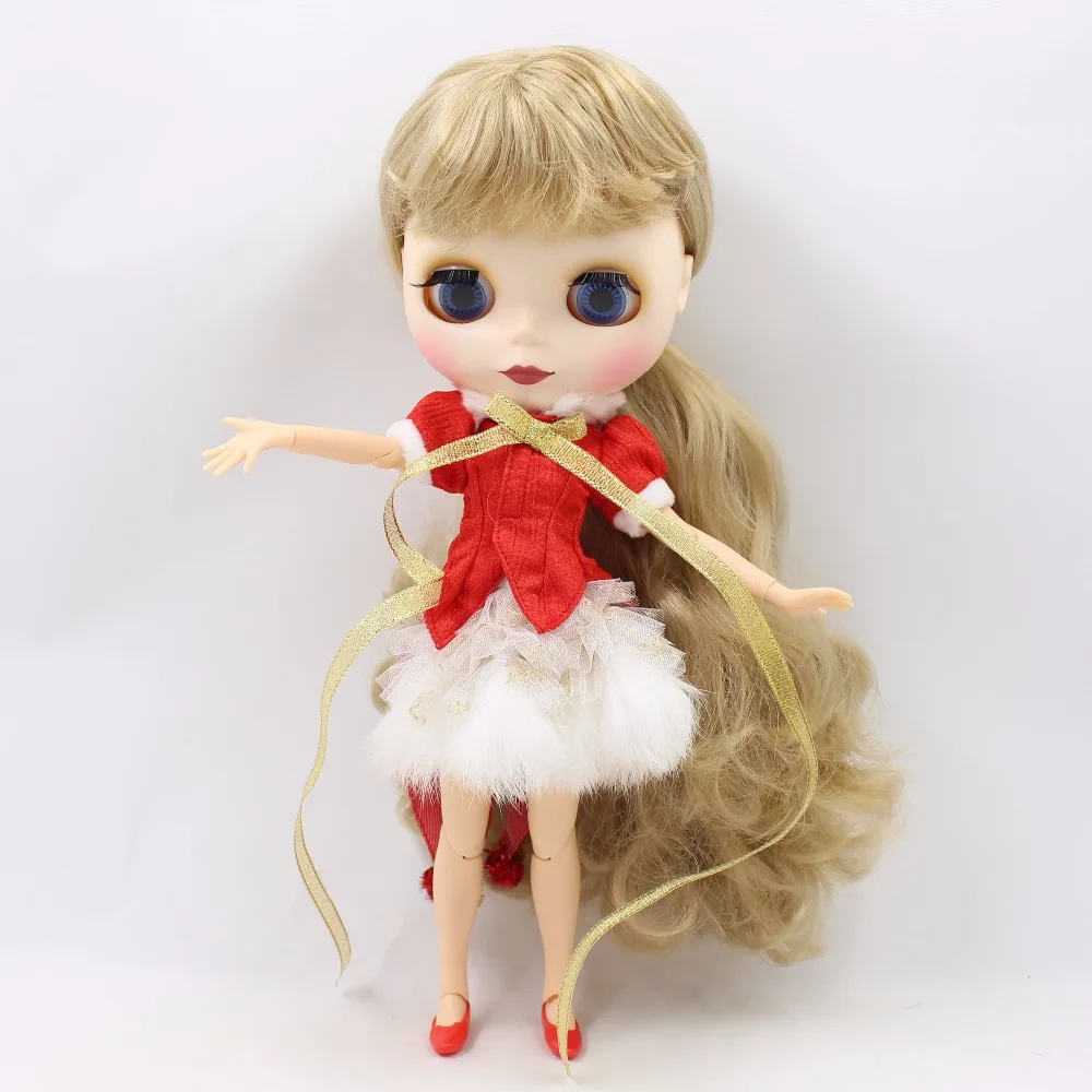 Фабрика blyth кукла игрушка шарнирное тело матовое лицо рождественское платье обувь с рождественской шляпой/без рождественской шапки комбинации