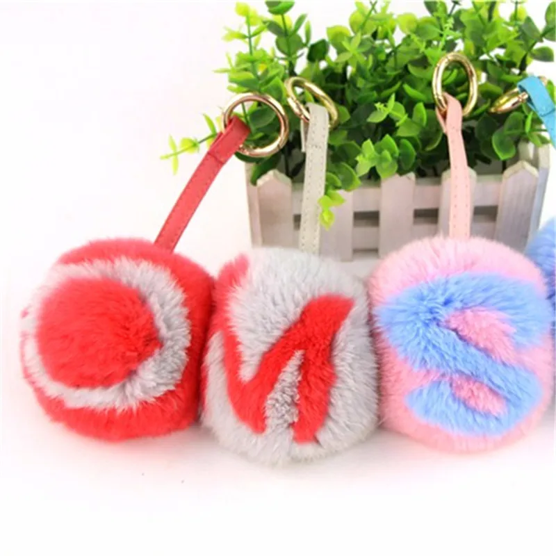 2017 Новая мода Шарм брелок для ключей помпон сумки ручной работы с буквами кролик