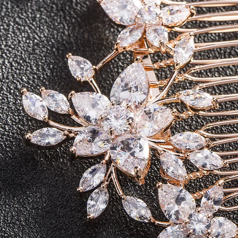 SLBRIDAL высокое качество зубец Установка кольцо с фианитом свадебные расческа для волос Свадебные CZ Аксессуары для головных уборов женские ювелирные изделия