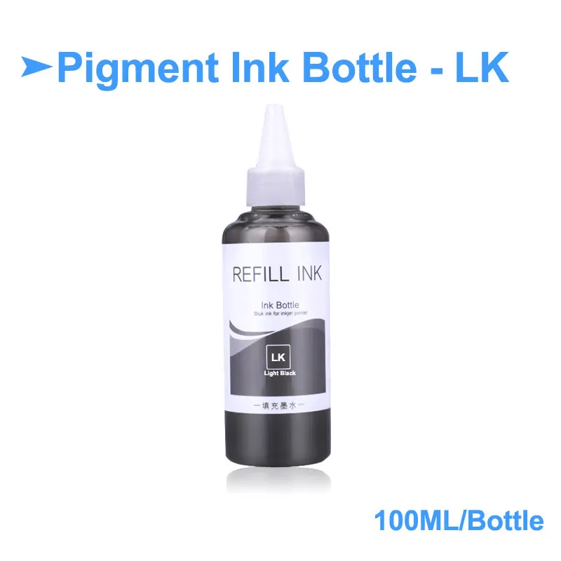 Light Black-100ml 100 мл/бутылка пигментные чернила для Epson L800 L805 L1300 TX109 TX117 S22 CX3900 CX4300 CX7300 принтер чернила пигментные чернила бутылка для Epson - Цвет: Light Black-100ml