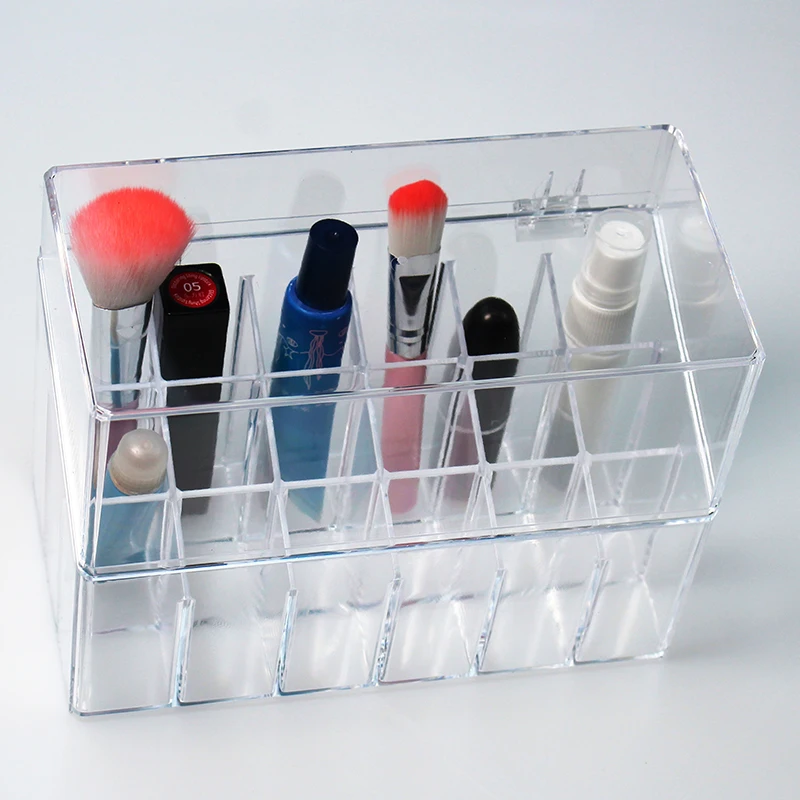 18 grids clear lipsticks cosmetics brushes box 15 24 girls holder with cover TZ20 | Дом и сад