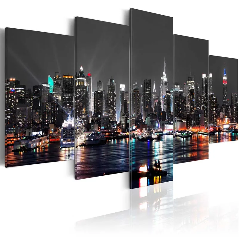 

5 Pieces HD Canvas painting Home Decoration Wall Art Picture Prints of Beautifulcity night view Artwork Framed PJMT-42