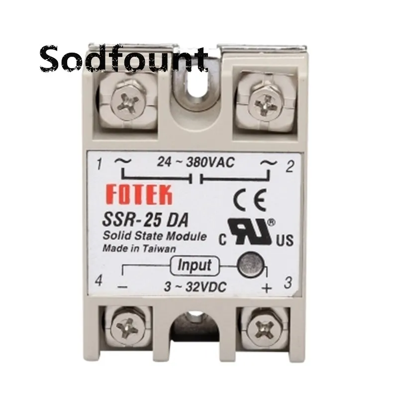 1 шт. твердотельное реле Φ 25A SSR 25DA 10DA 5 24 В постоянного тока до 380 AC 40DA|solid state relay|state
