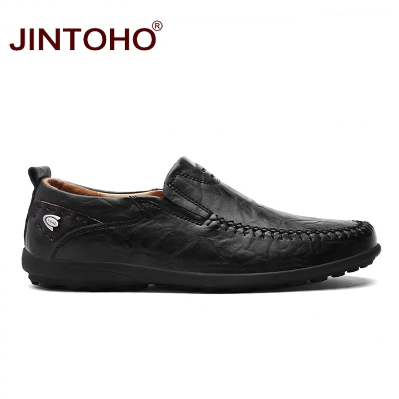 Туфли JINTOHO мужские кожаные брендовые модные туфли повседневная обувь из