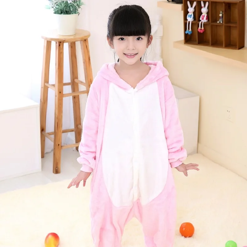 кигуруми Мальчики Девочки Пижамы теплые Зимние животные Стежка Свинья для Детей