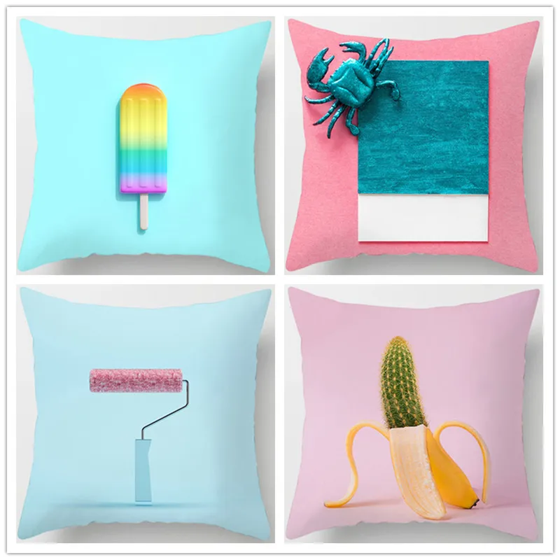 

Polyester Peach Skin Creative Pictures Pillow 45x45cm For Sofa Decorative Cotton Throw Pillow Car Decor Couch Pillows