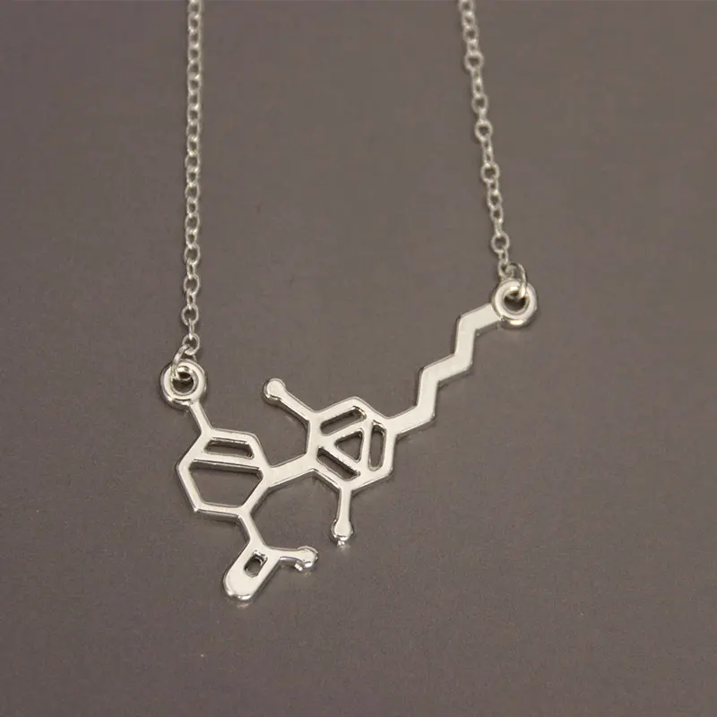 

Wholesale10pc CBD Molecule Clavicle Necklaces Dainty Chemistry Element Pendants Gold Silver Color Female Science Jewelry