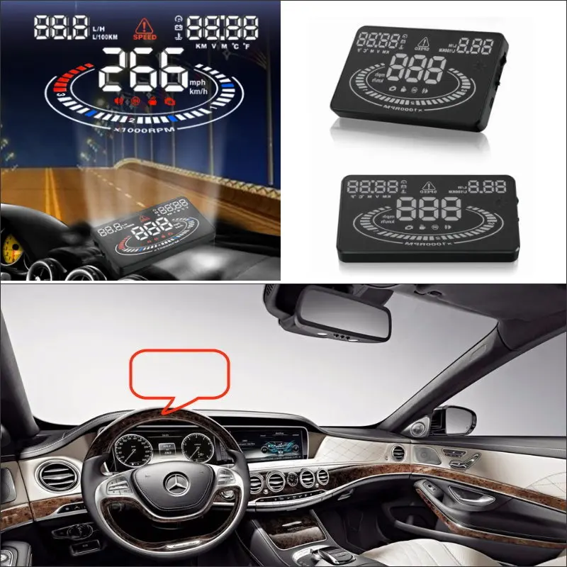 Car HUD Head Up Display For Mercedes-Benz S/W222 SL/W231 SLK/R172 New A8 HUD Display Virsual Projector Car Electronic