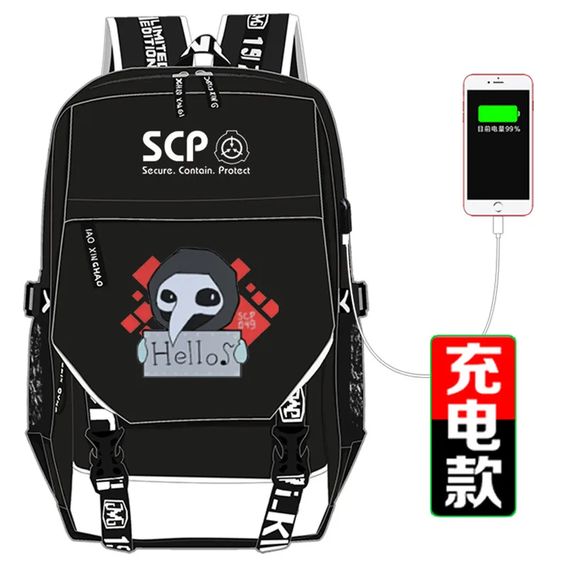 SCP, специальные процедуры удержания, школьная сумка, рюкзак с принтом, usb зарядка, рюкзак для ноутбука, холщовые дорожные сумки - Цвет: N