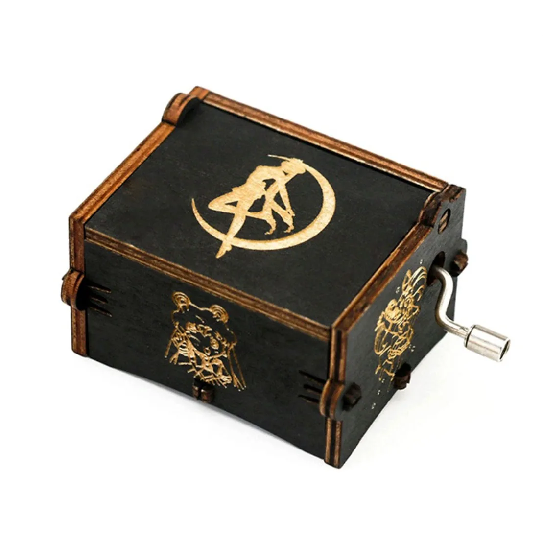 Антикварная резная деревянная музыкальная шкатулка Castle In The Sky с ручным