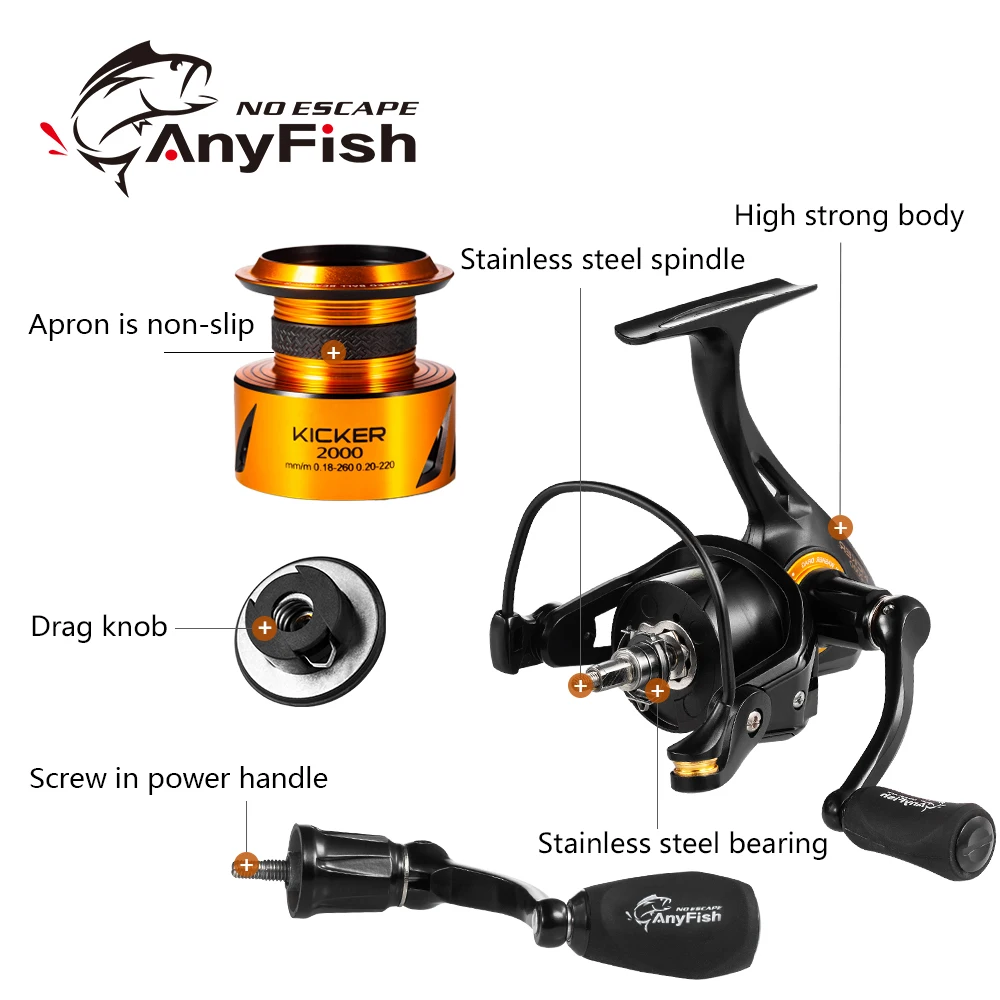 Anyfish KICKER Спиннинг рыболовная Катушка 2000/3000/4000/5000/6000 передаточное число 5 0: 1/4. 7:1