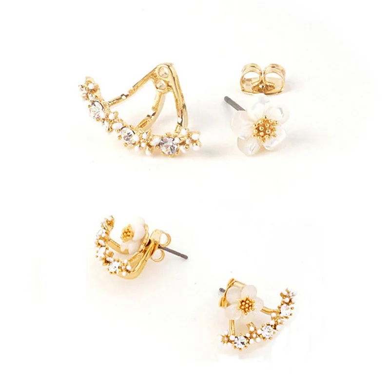 Женские серьги-гвоздики из серебра 2017 пробы с цветочным дизайном | Украшения и